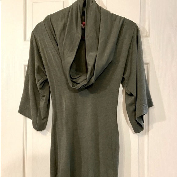 Spandex Body Forming Dress, Wide Sleeve, Loose Bell, Kimono Sleeve, Cowl, Size 6 - Picture 3 of 9
